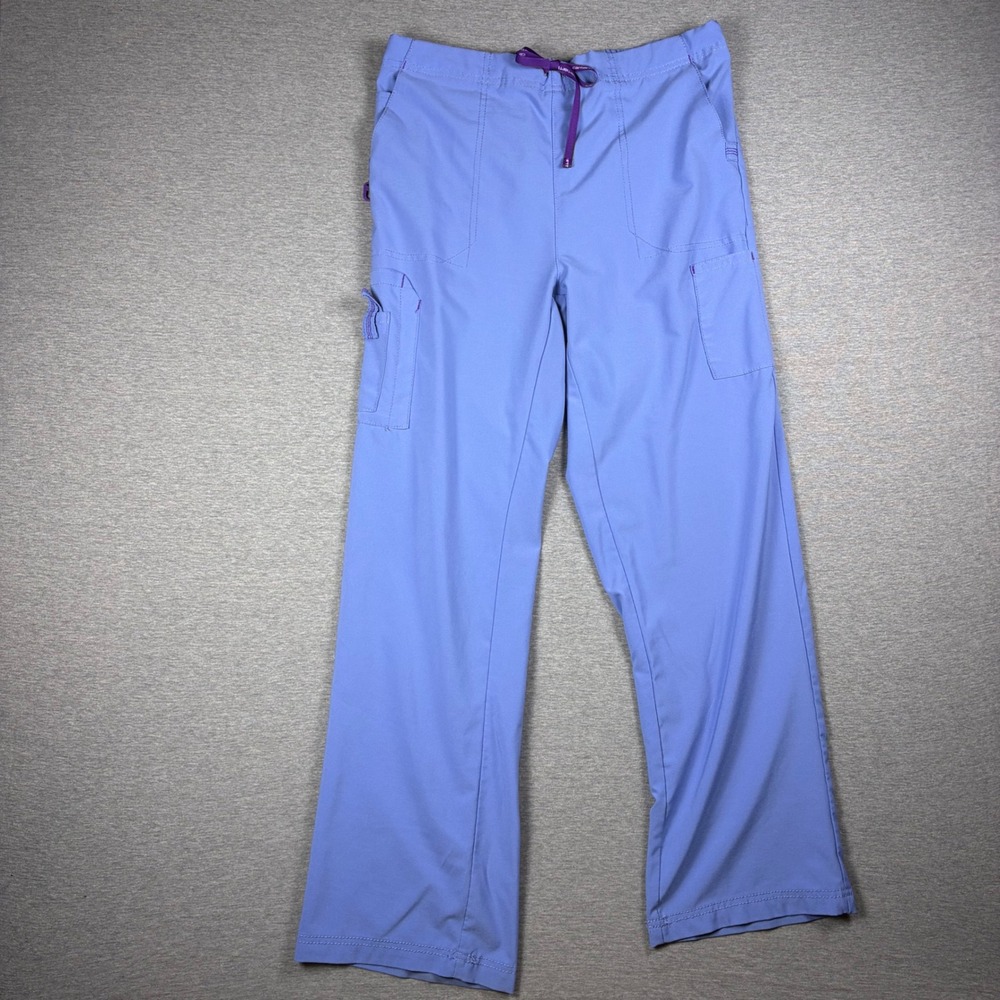Carhartt Scrub Pants Womens Large Blue C52110 Cargo Stretch Drawstring